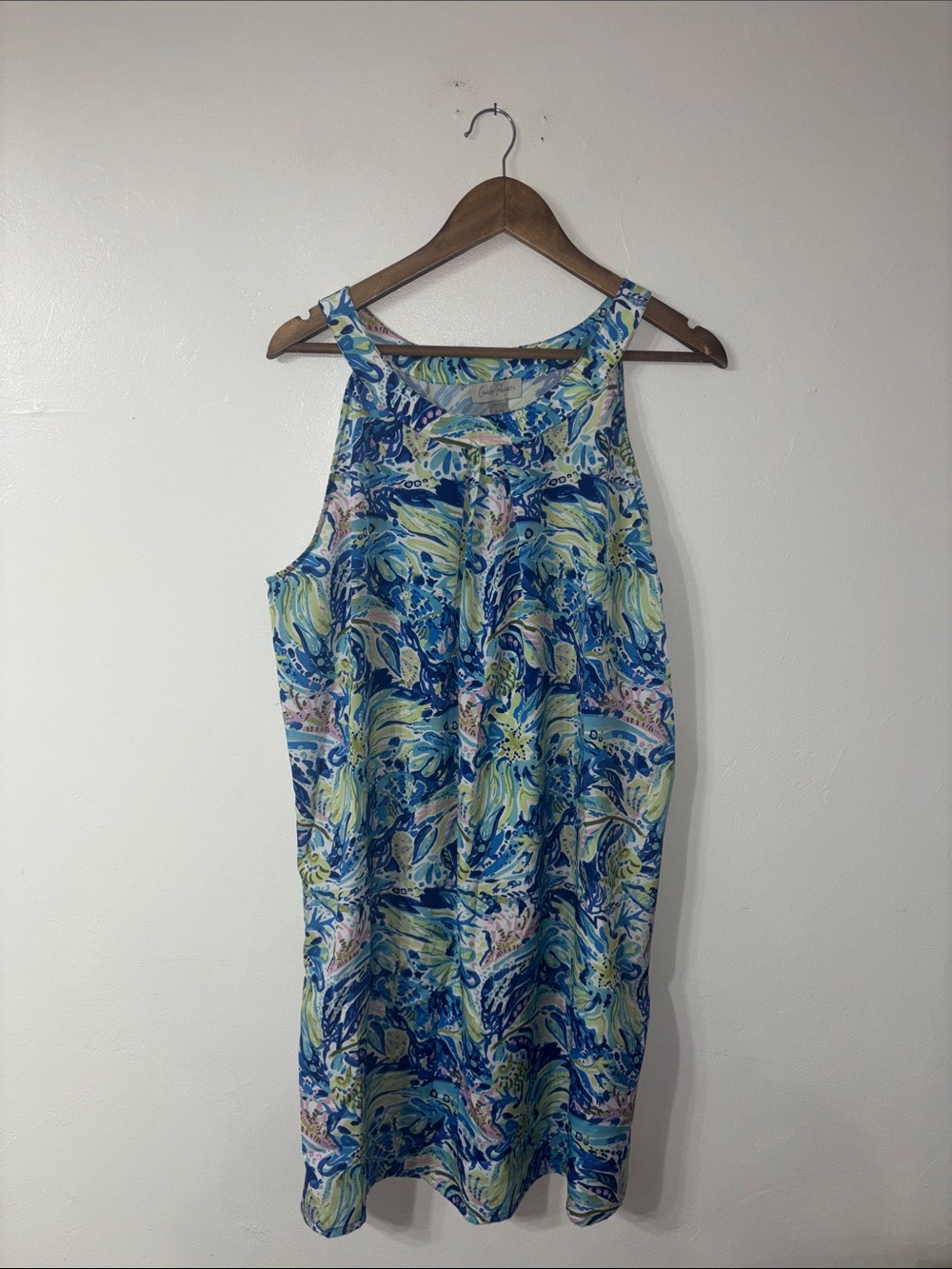 Charlie Paige Blue Green Floral Print Sleeveless Sheath Dress Size XL